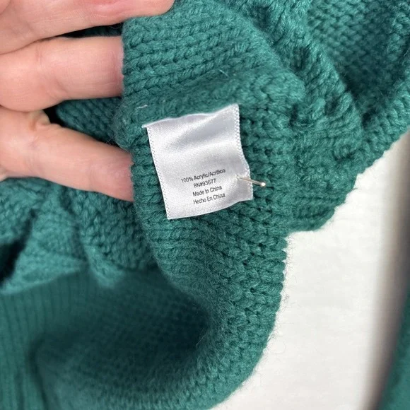 St. Johns Bay Cable Knit Sweater Womens Sz L Green Button up Cardigan Preppy Mom - Picture 10 of 11